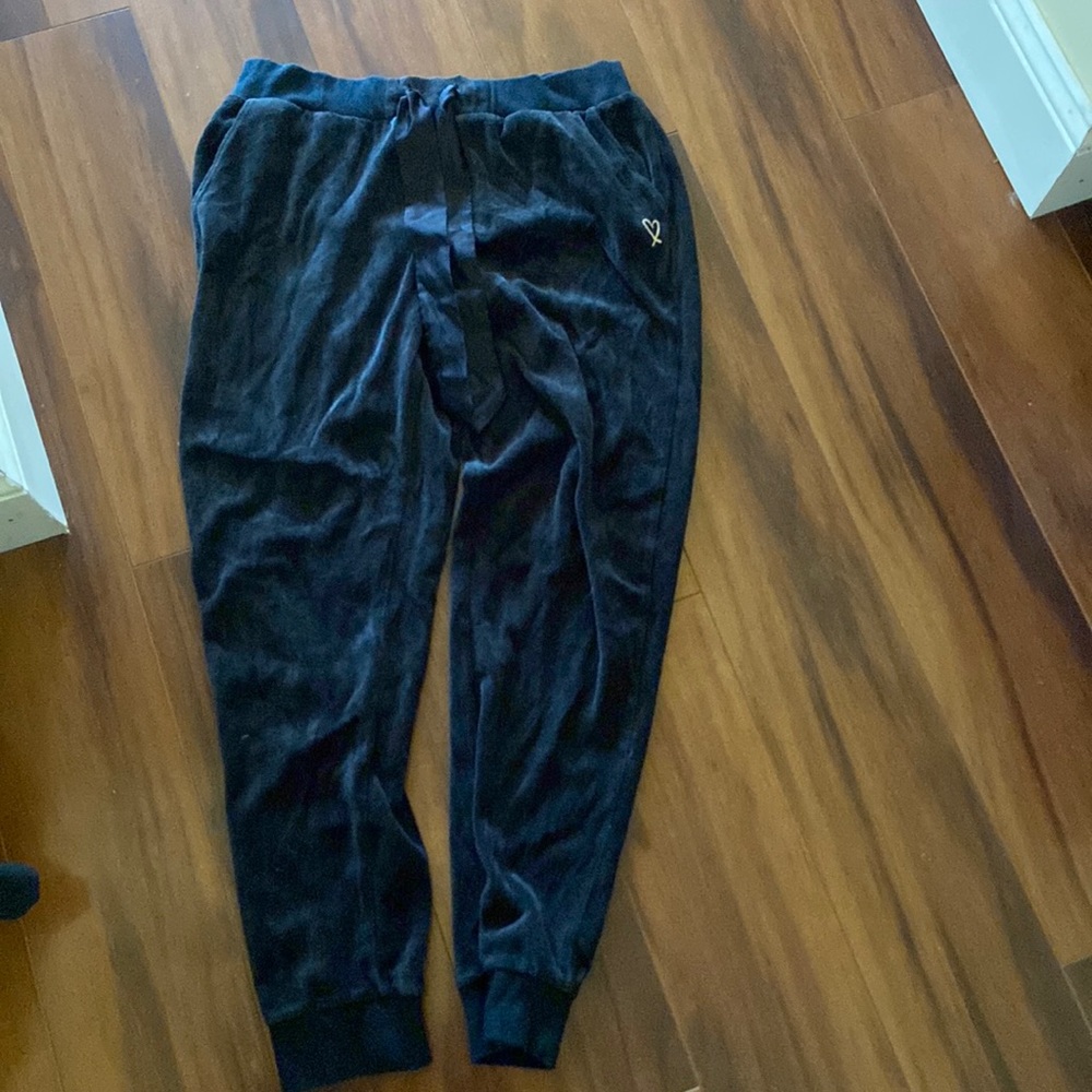 Victoria secret blk velour jogger med